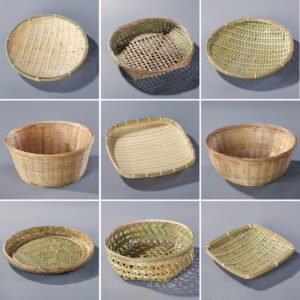 BooBoa Handcrafted Bamboo Baskets - Multi-Purpose Fruit, Bread, and Snack Serving Trays