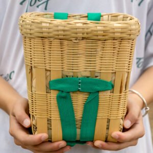 BooBoa Handwoven Bamboo Backpack Basket - Durable, Lightweight Carrier for Tea Leaf Picking, Dance Props, and Child-Friendly Storage