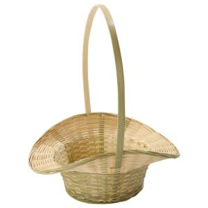 BooBoa Handwoven Bamboo Basket with Handle - Multi-Purpose Storage and Decorative Basket for Flowers, Fruits, and Home Decor