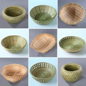 BooBoa Handwoven Bamboo Basket Set - Versatile Fruit, Bread, and Snack Trays for Home Decor