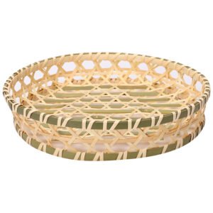 BooBoa Handwoven Bamboo Snack and Fruit Basket - Round and Square Serving Trays, Decorative Storage for Candy and Tea Snacks