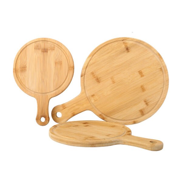 Wooden Tray Pizza Plate, Bamboo and Wood Steak Plate, Household Beef Steak Round Dinner Plate, Solid Wood Plate, Wooden Board for Western Food Plating