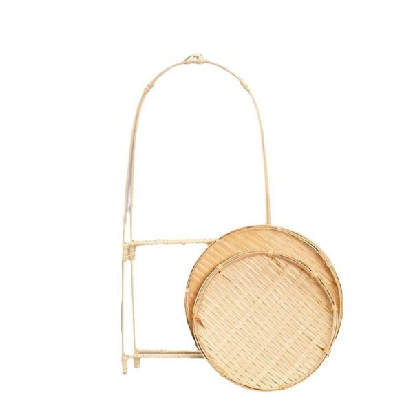 Bamboo - Woven Hand - held Basket for Dim Sum, Double - layer Basket for Pastry Display on Engagement Table, and Restaurant Shelf