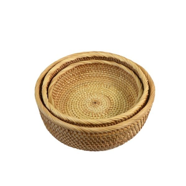 Rattan - Woven Circular Fruit Basket, Woven Storage Basket, Storage Container, Living - room Fruit Plate, Woven Basket, Household Steamed - bun Basket