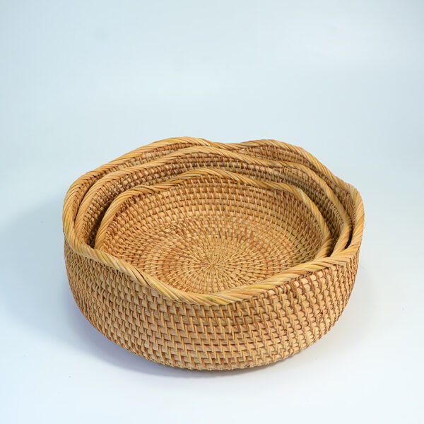 Rattan - Woven Fruit Basket, Hand - made Woven Basket, Storage Basket, Creative Hotel Tray, Storage Basket for Living Room Tabletop