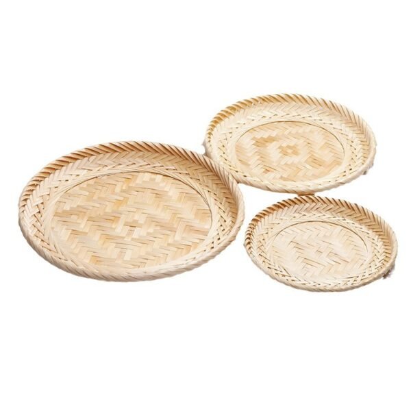 Handmade Circular Bamboo - Woven Tray, Dim Sum Basket, Shallow Bamboo Plate, Catering Dinner Plate, Serving Plate, Small Dish Plate, Bamboo Plate - Image 4