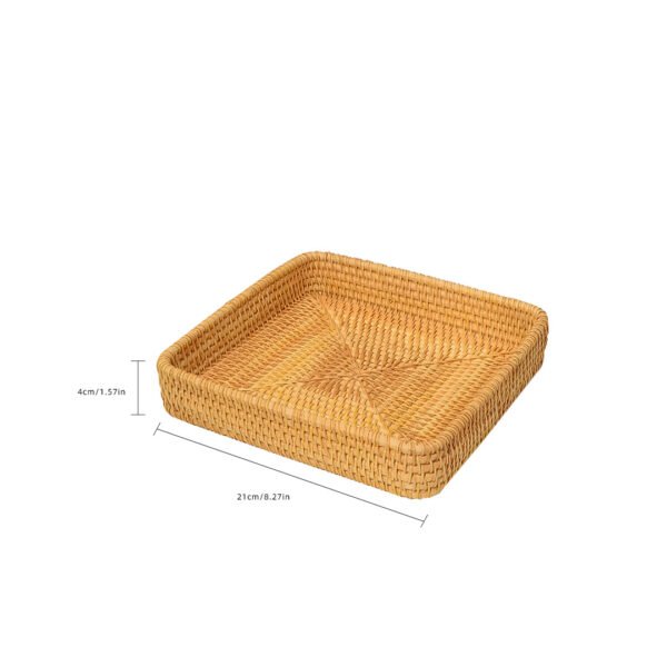 Rattan - Woven Storage Basket, Fruit Plate, Japanese - style Bread Basket, Living Room Fruit Basket, Household Handmade Tray, Hotel Tray, Towel Basket - Image 8