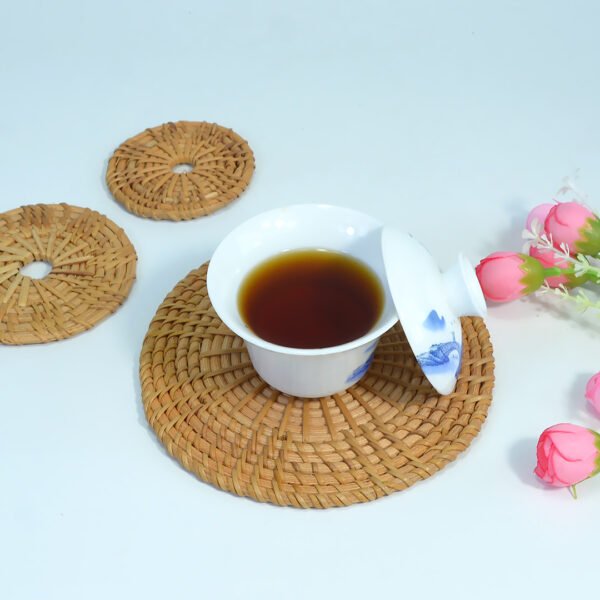 Handmade Rattan Tea Coaster, Household Woven Dish Coaster, Coffee Coaster, Country - style Craft Ornament, Circular Woven Rattan Coaster