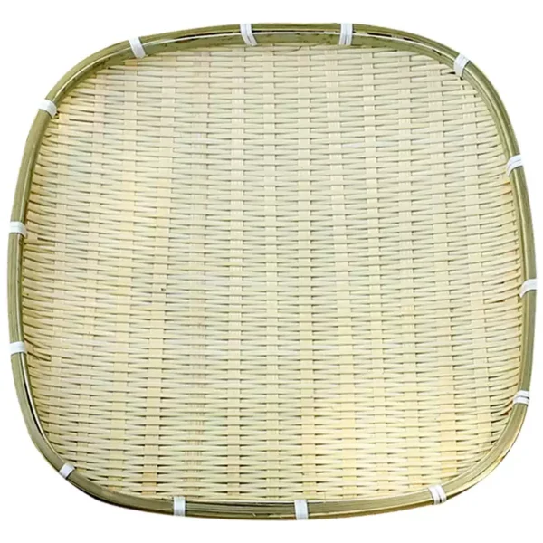 Handwoven Bamboo Square Sifting Tray - Traditional Bamboo Flat Basket for Drying and Storing