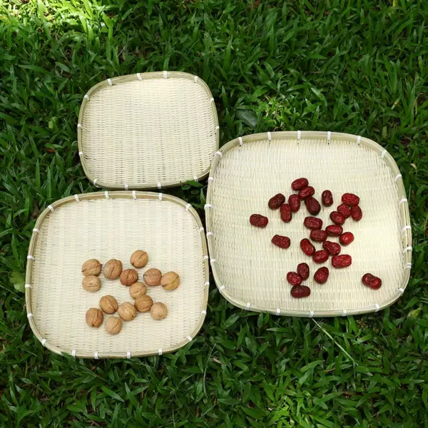 Handwoven Bamboo Square Sifting Tray - Traditional Bamboo Flat Basket for Drying and Storing - Image 10