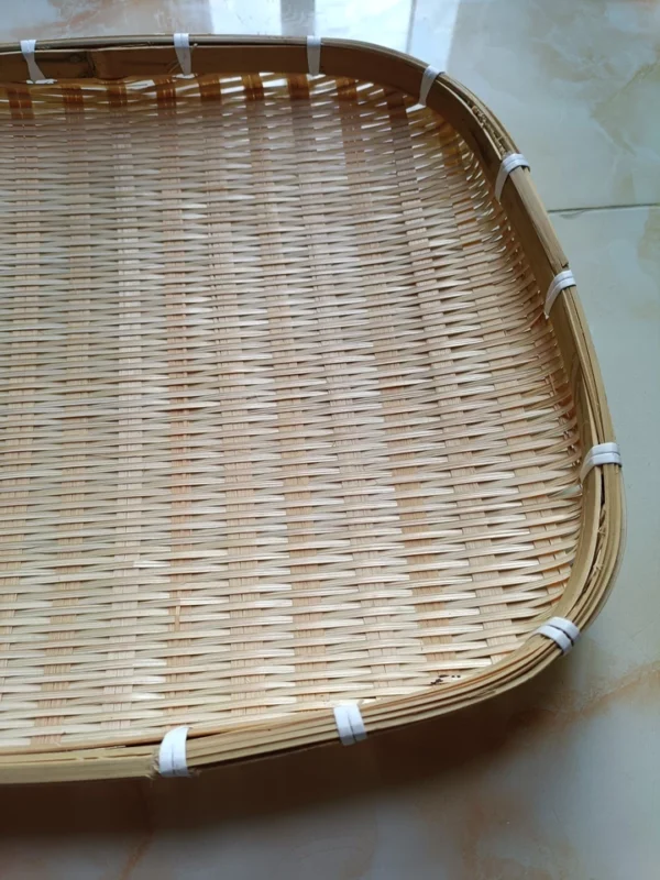 Handwoven Bamboo Square Sifting Tray - Traditional Bamboo Flat Basket for Drying and Storing - Image 9