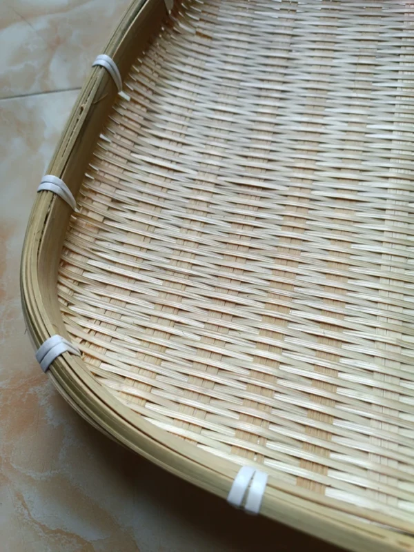 Handwoven Bamboo Square Sifting Tray - Traditional Bamboo Flat Basket for Drying and Storing - Image 6