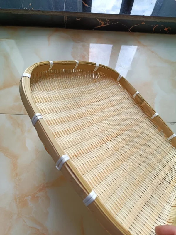 Handwoven Bamboo Square Sifting Tray - Traditional Bamboo Flat Basket for Drying and Storing - Image 5