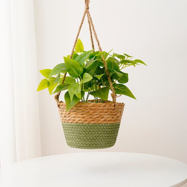 Nordic Style Hanging Rattan Woven Flower Basket - For Bamboo Pots & Greenery