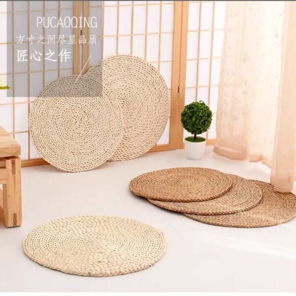 Mat made of Cattail Rope, Bowl Pad, Heat-insulating Coaster, Circular Outdoor Mat, Bedroom, Homestay and Hotel Model Room Decoration - Image 3