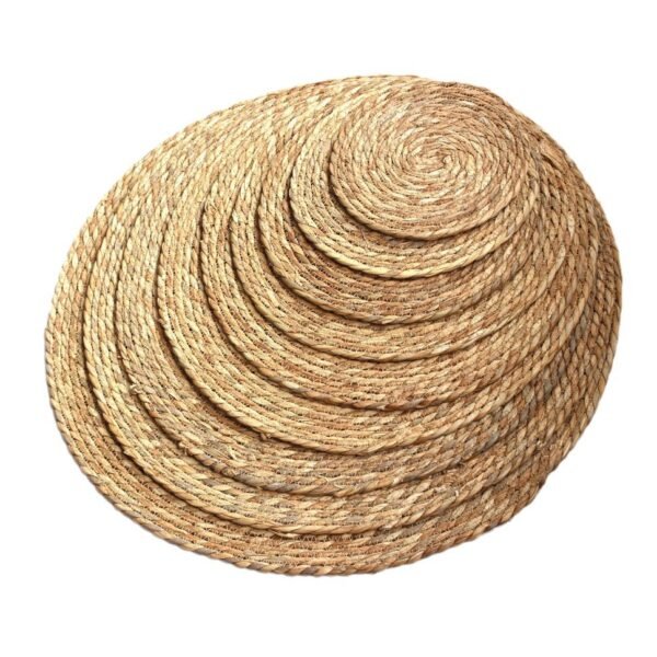 Mat made of Cattail Rope, Bowl Pad, Heat-insulating Coaster, Circular Outdoor Mat, Bedroom, Homestay and Hotel Model Room Decoration - Image 4