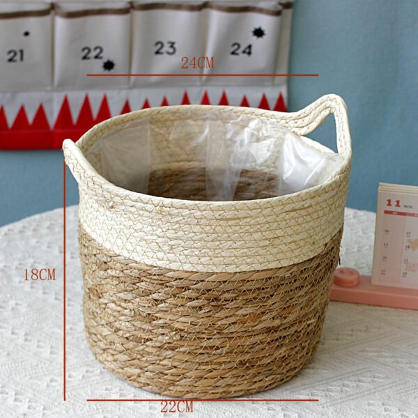 Nordic Handheld Woven Basket, Flower Pot, Straw - Woven Plant Basket, Foldable Floor - Standing Straw - Woven Bag, Woven Flower Pot - Image 2