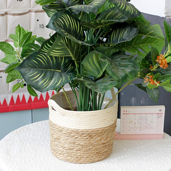 Nordic Handheld Woven Basket, Flower Pot, Straw - Woven Plant Basket, Foldable Floor - Standing Straw - Woven Bag, Woven Flower Pot - Image 3