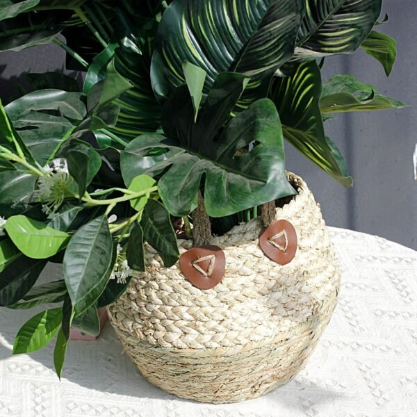 Nordic Handheld Woven Basket, Flower Pot, Straw - Woven Plant Basket, Foldable Floor - Standing Straw - Woven Bag, Woven Flower Pot - Image 4