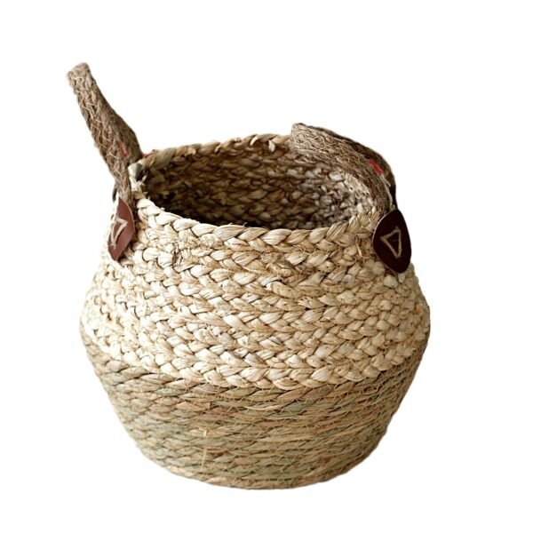 Nordic Handheld Woven Basket, Flower Pot, Straw - Woven Plant Basket, Foldable Floor - Standing Straw - Woven Bag, Woven Flower Pot - Image 5