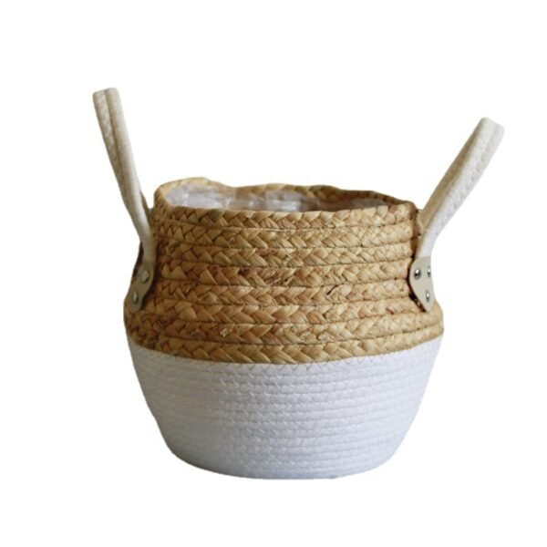 Rattan-Woven Storage Basket, Cattail Rope Woven Storage Basket, Vegetable Basket, Storage Basket for Odds and Ends, Sundries Storage Frame - Image 5