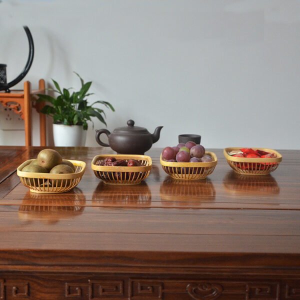 Bamboo - woven Tea Snack Plate, Fruit Plate, Dim Sum Plate, Snack and Dried Fruit Plate, Snack Basket, Hotel, Homestay and Teahouse Household Accessories.