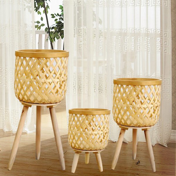 Elegant Bamboo & Wood Flower Stand - Ideal for Living Room & Balcony