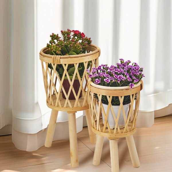 Elegant Bamboo & Wood Flower Stand - Ideal for Living Room & Balcony - Image 4