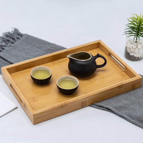 Simple rectangular bamboo and wood tray. For home use. Bread and fruit tray. Bamboo hotel tea tray. Decorative tray. - Image 3