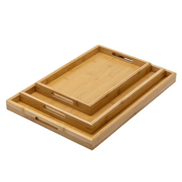 Simple rectangular bamboo and wood tray. For home use. Bread and fruit tray. Bamboo hotel tea tray. Decorative tray. - Image 4