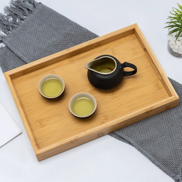 Simple rectangular bamboo and wood tray. For home use. Bread and fruit tray. Bamboo hotel tea tray. Decorative tray. - Image 5